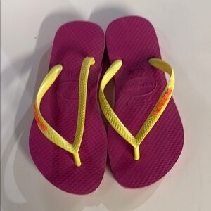 Havaianas Pink and Yellow Girls Flip Flops